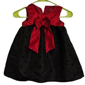 startup kids Toddler Girls’ Black and Red with Large Bow A-Line Dress Sz-4T